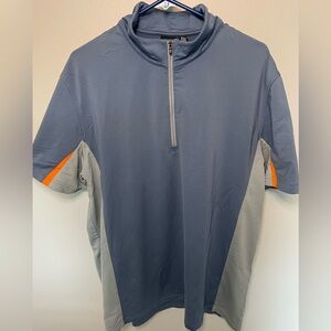 Men’s Short Sleeve XL Quarter Zip Blue and Orange Polo